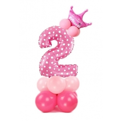 Balony dekoracja na urodziny różowy cyfra 2